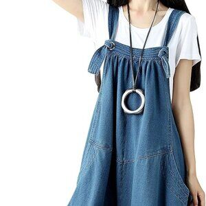 Yeokou Women's Loose Baggy Denim Wide Leg Drop Crotch Jumpsuit Rompers Overalls